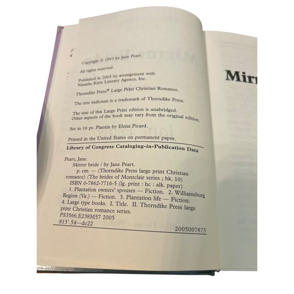 Mirror Bride By Jane Peart Large Print Hardcover Book Brides of Montclair Bk 10 - Picture 3 of 3